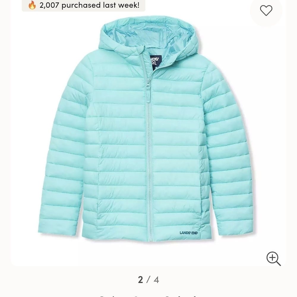 Lands' End Kids Light Blue Puffer Coat